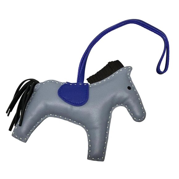 Auth HERMES Rodeo Charm MM Light Blue Blue Black Agneau Milo Bag Charm - Picture 2 of 6